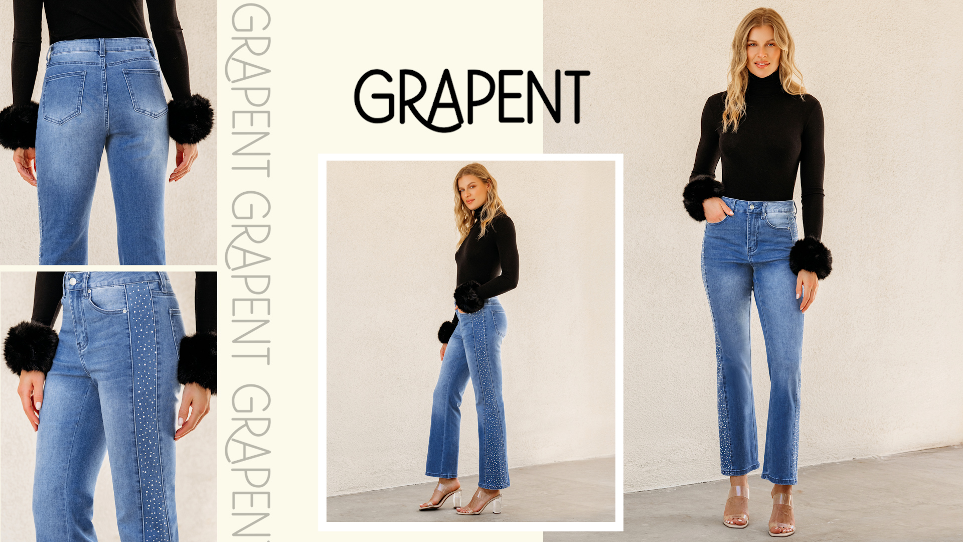 GRAPENT Jeans with Rhinestones Country Concert Outfits for Women